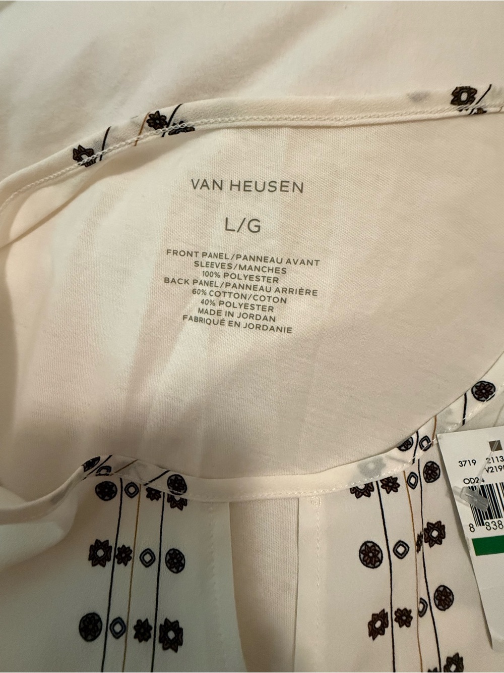 Van Heusen White Blouse with Black Dot-Stripe Pattern - Picture 5 of 8